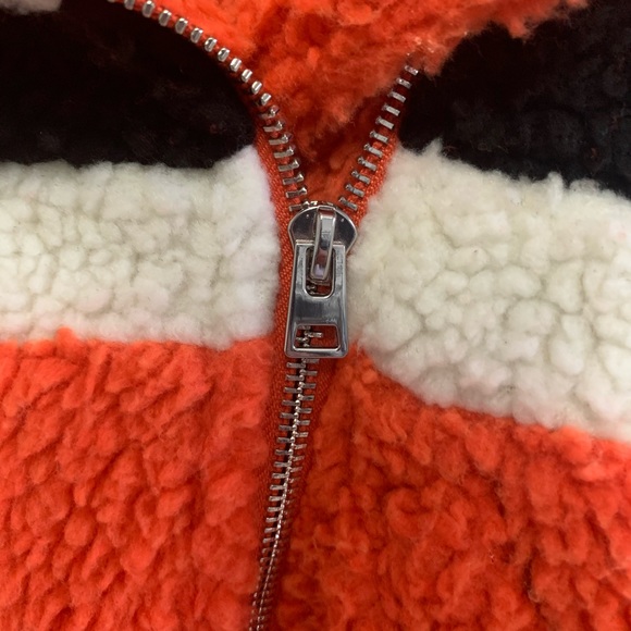 Topshop Orange Striped Teddy Sherpa Jacket - Picture 7 of 8